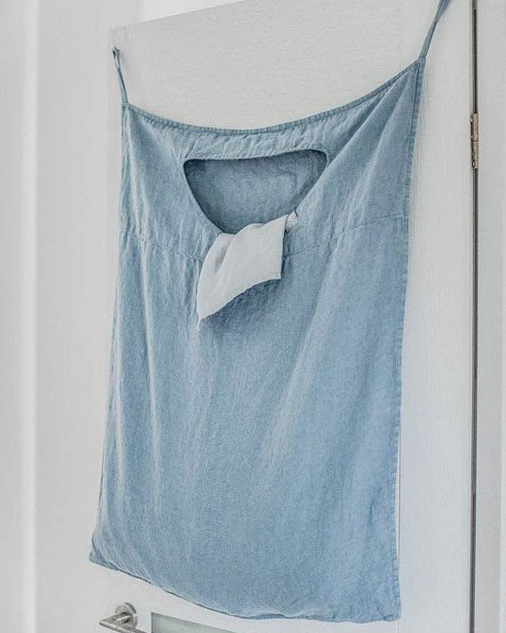 Hanging laundry bag linen - notperfectlinen