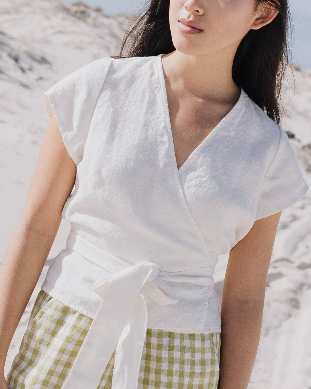MADRID cropped linen wrap top - notperfectlinen
