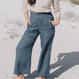 PUGLIA straight cut cropped linen pants - notperfectlinen