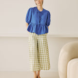 MELINA bow tie linen blouse