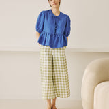 MELINA bow tie linen blouse
