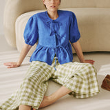 MELINA bow tie linen blouse