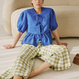 MELINA bow tie linen blouse