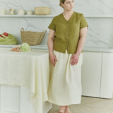 GETTY-2 button front linen top