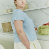 ANYA button front linen top