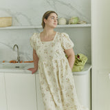 NORA puff sleeve linen dress