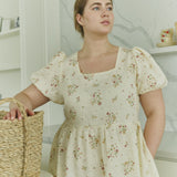 NORA puff sleeve linen dress