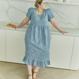NORA puff sleeve linen dress