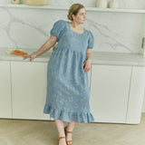 NORA puff sleeve linen dress