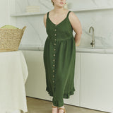 ISOLDE button down slip linen dress