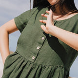 Midi MAMA-2 short sleeve linen dress - notperfectlinen
