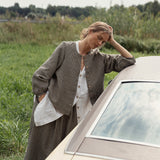 SION gathered linen skirt
