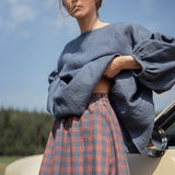 SION gathered linen skirt