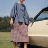 SION gathered linen skirt