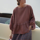 SION gathered linen skirt