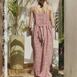 R: ISOLDE button down slip linen dress (Color: Marsala Gingham; Size: S - MAXI (45.3 in | 115 cm))