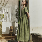 Maxi ODESA gathered linen dress
