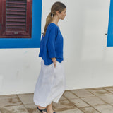 OLD LONDON round neck oversized linen top