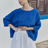OLD LONDON round neck oversized linen top