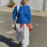 SION gathered linen skirt