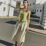 SION gathered linen skirt
