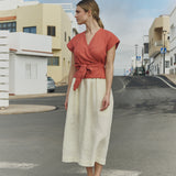 MADRID cropped linen wrap top