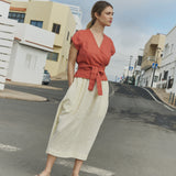 MADRID cropped linen wrap top