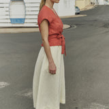 MADRID cropped linen wrap top