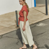 SION gathered linen skirt
