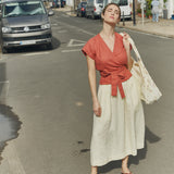 SION gathered linen skirt