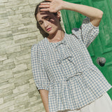 MELINA bow tie linen blouse
