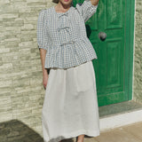 MELINA bow tie linen blouse