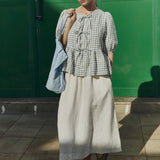 SION gathered linen skirt