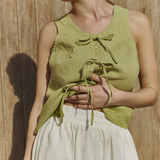 MIJAS bow tie linen blouse