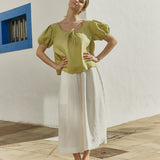 SION gathered linen skirt