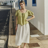 R: MILOS puff sleeve linen blouse (Color: Cinnamon Rose; Size: S)