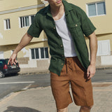 Men’s short sleeve linen shirt QUEBEC