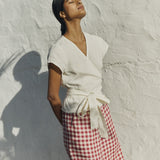 MADRID cropped linen wrap top