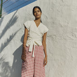 MADRID cropped linen wrap top