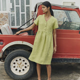 SYMI V-neck linen dress