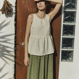 R: EZE linen peplum top (Color: Oat Milk; Size: XS)