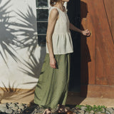 R: EZE linen peplum top (Color: Oat Milk; Size: XS)