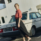 OIA gathered linen skirt