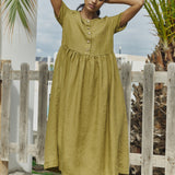 Maxi MAMA-2 short sleeve linen dress