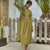 Maxi MAMA-2 short sleeve linen dress