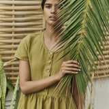 Maxi MAMA-2 short sleeve linen dress
