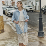 LIVORNO-2 oversized linen collar shirt