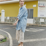 LIVORNO-2 oversized linen collar shirt