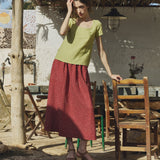 R: Alba scoop neck fitted linen top (Color: Cobalt Blue; Size: M)