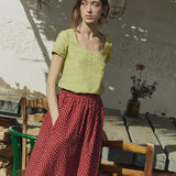 R: Alba scoop neck fitted linen top (Color: Cobalt Blue; Size: M)